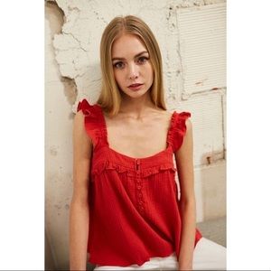 Newbury Kustom Square Neck Ruffle Babydoll Tank Top
